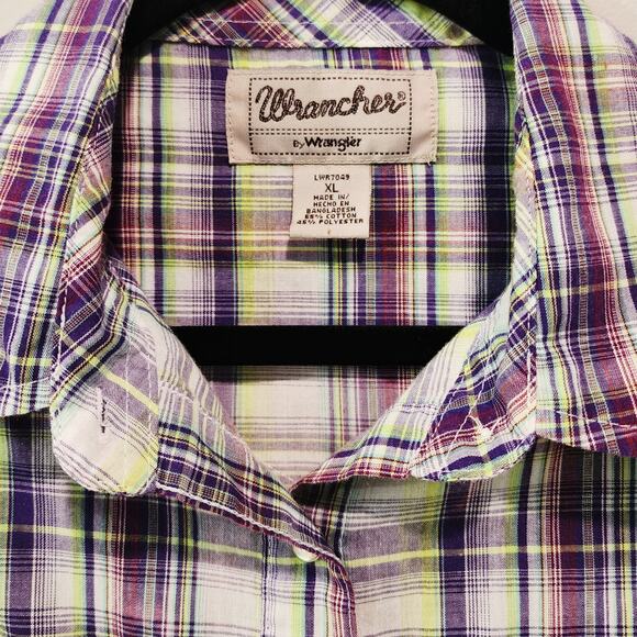Jesus The Way The Truth The Life Upcycled Plaid Snap Button Western Shirt, XL - Picture 5 of 6